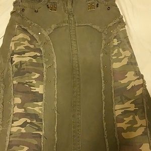 Army Green camo long skirt